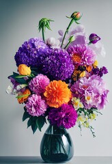 Beautiful bouquet of colorful flowers  generative ai