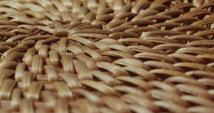 Abstract closeup of wicker bamboo. Texture background footage.
