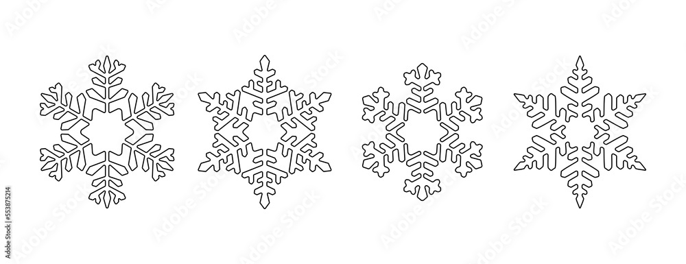 Poster one continuous line drawing of christmas snowflakes. winter holidays and cold crystal flake symbol i