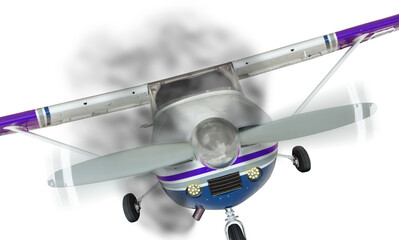 Transparent PNG Cessna 172 Front With Smoke Coming From Engine. © Andy Dean