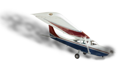 Transparent PNG Cessna 172 With Smoke Coming From Engine.