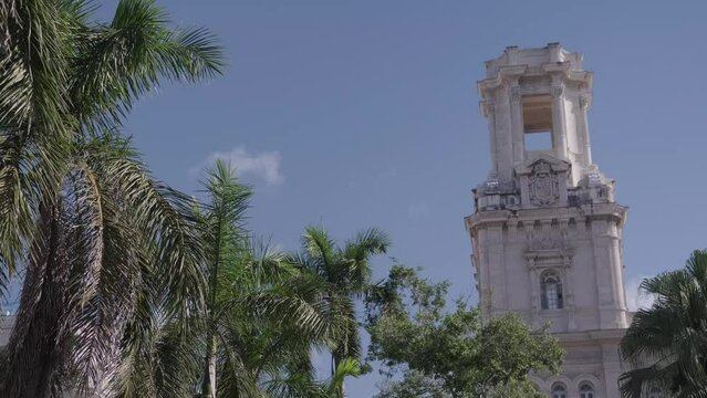 Neoclassical Building with Palm Trees Havana Cuba Colonial Architecture