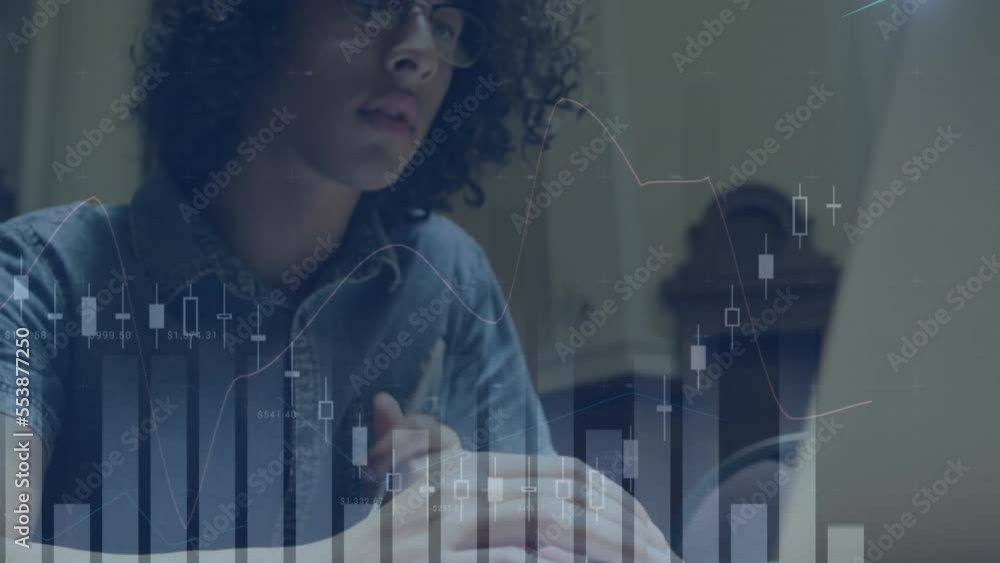 Poster animated financial data processing over a digital screen is a great way to show your audience how gl