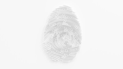 Digital fingerprint circuit mock-up. Security or computer concept design. Space side area for your text and banner design. Designed in minimal concept. 3D Render. - obrazy, fototapety, plakaty