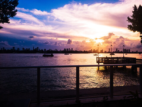 sunset over water