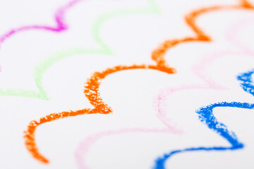 Wave shape with crayon on white background