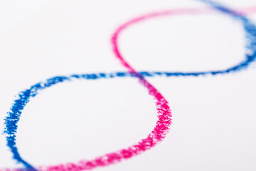 Crayon wave shape on white background