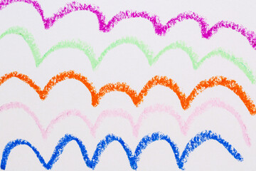 Wave shape with crayon on white background