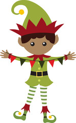 Christmas Elf, Elves, Santa, African American,boy