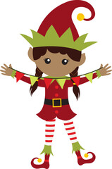 Christmas Elf, Elves, Santa, African American, girl