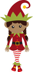 Christmas Elf, Elves, Santa, African American, girl