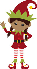 Christmas Elf, Elves, Santa, African American, girl