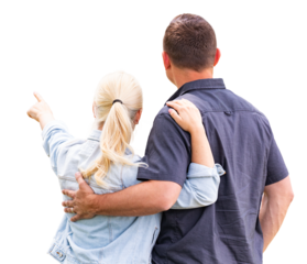 Transparent PNG Young Adult Couple Facing Away Pointing.