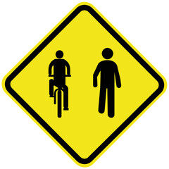 Trânsito compartilhado por ciclistas e pedestres - Sinais de trânsito usados no Brasil. É a Listagem Oficial, válida para os Exames. Sinalização Regulatória. CTB
