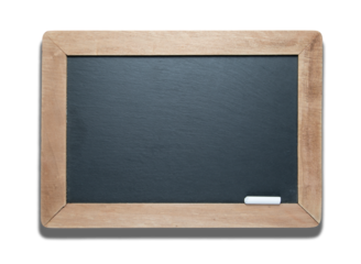 Transparent PNG Blank Slate Blackboard with A Piece of Chalk.