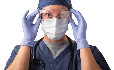 Transparent PNG Female Doctor or Nurse In Medical Face Mask and Protective Gear.