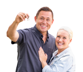 Transparent PNG Young Adult Couple Holding New House Keys.