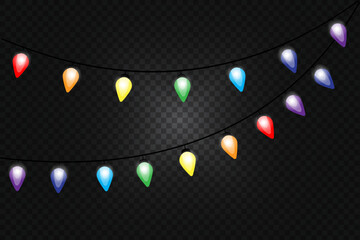 colored garlands. Festive bright design. Holiday card design. Vector illustration. Stock image.