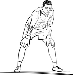 Sketch of goalkeeper trying stop a shoot