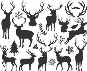 Reindeer Silhouettes, Christmas, Antlers