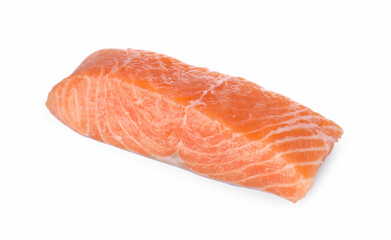 Piece of fresh raw salmon isolated on white