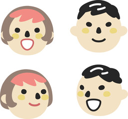 会話する男女　セット　イラスト素材
