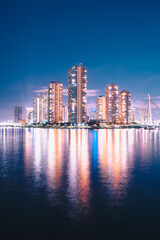 Fototapeta premium Night view of Sumida River and apartments