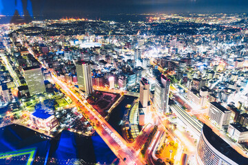 Fototapeta na wymiar Night view overlooking Yokohama