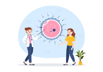 Fertility Clinic on Infertility Treatment for Couples and Handles in Vitro Fertilization Programs in Flat Cartoon Hand Drawn Templates Illustration