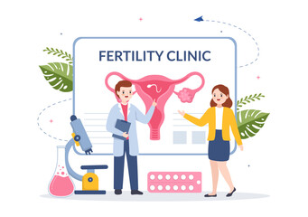 Fertility Clinic on Infertility Treatment for Couples and Handles in Vitro Fertilization Programs in Flat Cartoon Hand Drawn Templates Illustration