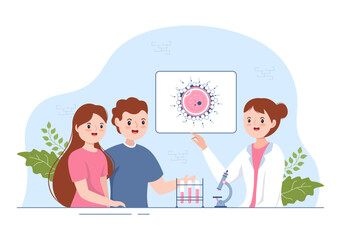 Fertility Clinic on Infertility Treatment for Couples and Handles in Vitro Fertilization Programs in Flat Cartoon Hand Drawn Templates Illustration