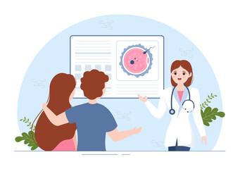 Fertility Clinic on Infertility Treatment for Couples and Handles in Vitro Fertilization Programs in Flat Cartoon Hand Drawn Templates Illustration