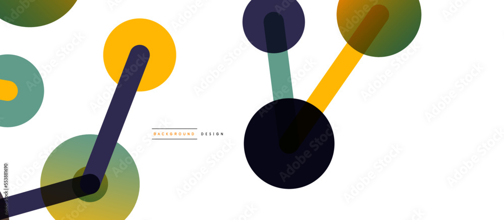 Poster line points connections geometric abstract background. circles connected by lines. trendy techno bus