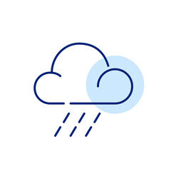 Heavy rain coming from cloud. Weather forecast. Pixel perfect, editable stroke line icon