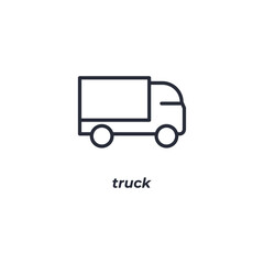 Vector sign truck symbol is isolated on a white background. icon color editable.