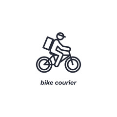 Vector sign bike courier symbol is isolated on a white background. icon color editable.
