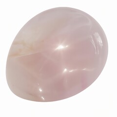 Polished pink quartz mineral gemstone on white background. Generative AI 