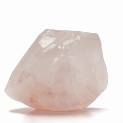 Large pink quartz mineral gemstone on white background. Generative AI 