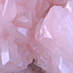 Close up of pink (rose) quartz mineral gemstones. Generative AI 