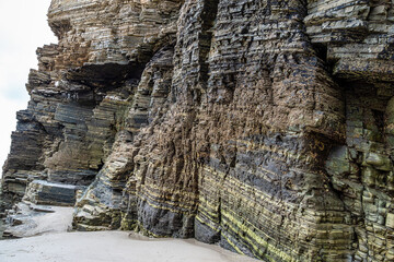 Natural rock arches Cathedrals beach, Playa de las catedrales at Ribadeo, Galicia, Spain