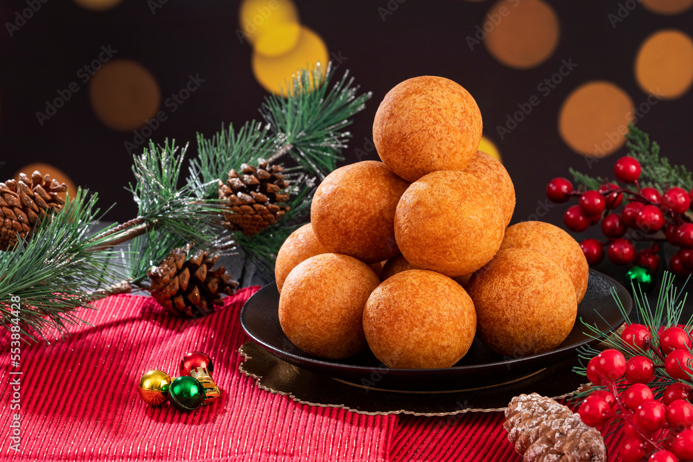 Canvas Prints Buñuelos, traditional Colombian food - Christmas atmosphere