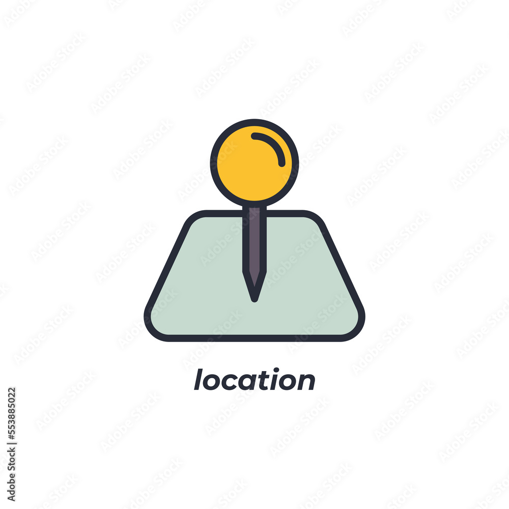 Poster vector sign location symbol is isolated on a white background. icon color editable.