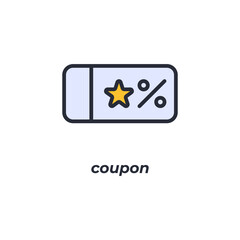 Vector sign coupon symbol is isolated on a white background. icon color editable.