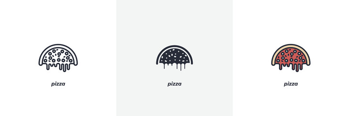 pizza icon. Line, solid and filled outline colorful version, outline and filled vector sign. Idea Symbol, logo illustration. Vector graphics