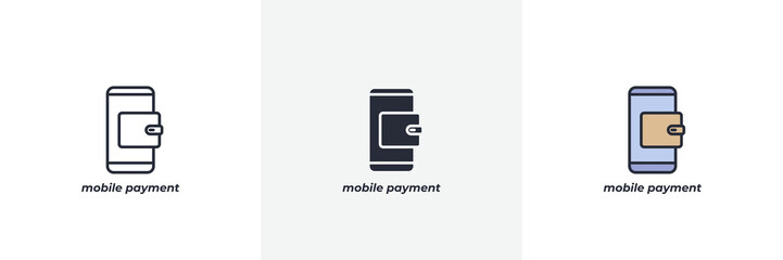 mobile payment icon. Line, solid and filled outline colorful version, outline and filled vector sign. Idea Symbol, logo illustration. Vector graphics