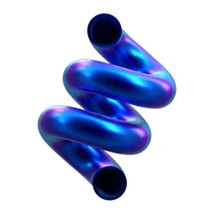 3d Abstract Iridescent Spiral Pipe Shape