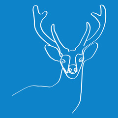 Maral. A deer's head drawn with a single line. An image of a Christmas deer. A festive deer. Background for postcards, banners, covers, albums, mobile screensavers, scrapbooking, advertising, blogs.