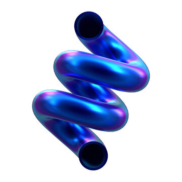 3d Abstract Iridescent Spiral Pipe Shape
