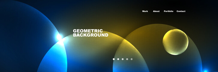 Neon glowing bubbles, circles magic energy space light concept, abstract background wallpaper design