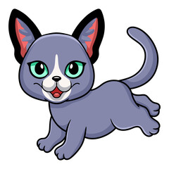Fototapeta na wymiar Cute russian blue cat cartoon